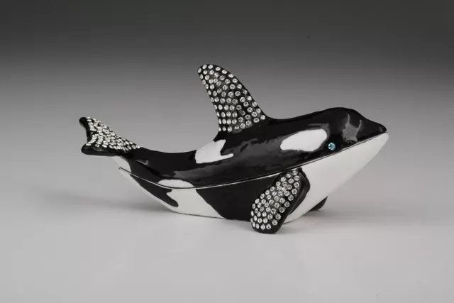 Boîte à bibelots Baleine Fabergé faite à la main par Keren Kopal avec...