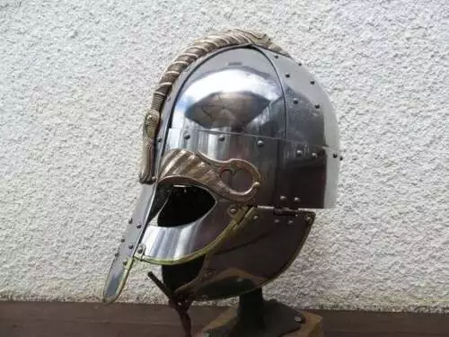 Medieval Stainless Steel Knight in Shining Viking Helmet Armour Silver HTT18 2
