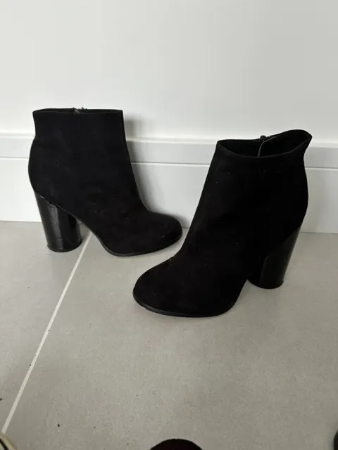 WOMEN’S ASOS BLACK Suede Block Heel Boots Size 6 £7.99 - PicClick UK