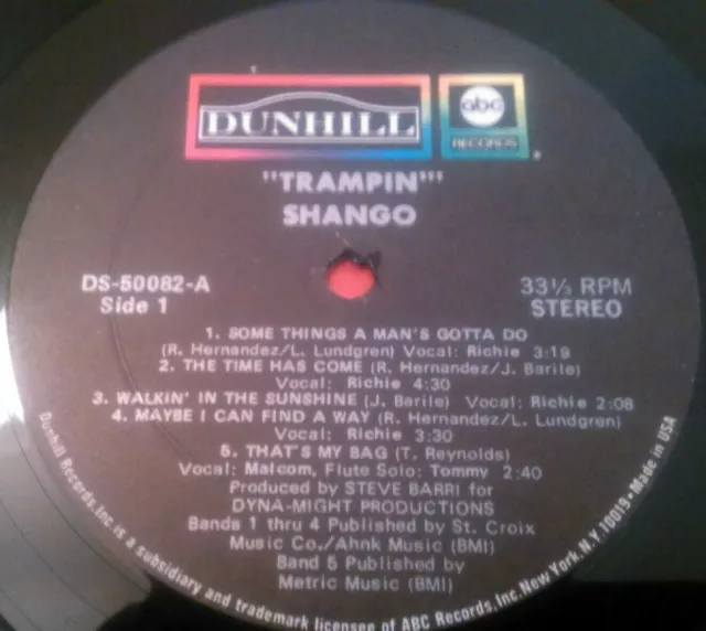 Shango - Trampin' Lp / Original U.s Dunhill Ds 50082 2