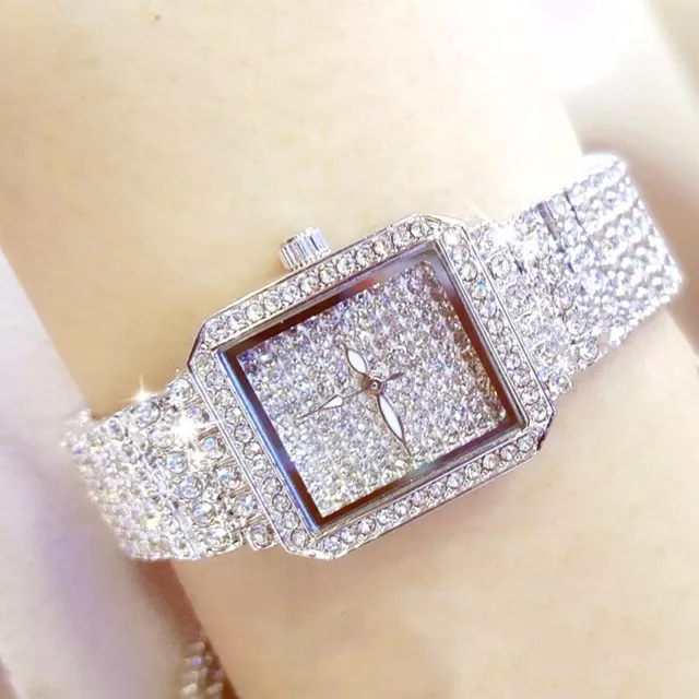 Relojes De Cuarzo Con Diamantes De Imitación Para Mujer Pulsera Cuadrada De Lujo