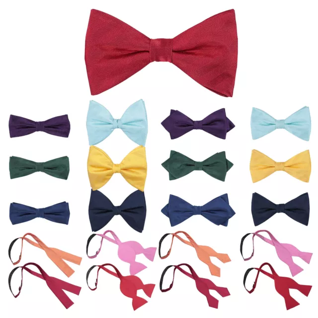 James Alexander Designer Plain Herringbone 100% Silk Self Tie or Pre-Tie Bow Tie