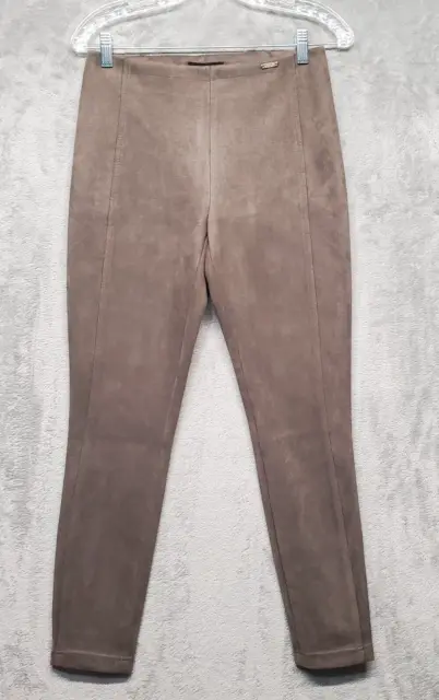 Ivanka Trump Pants Womens Small Brown Camel Skinny Faux Suede Stretch Pull On
