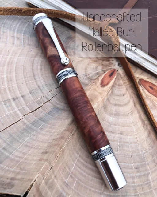 Rollerball Pen & Gift box HandCrafted Australian Personalised Gift Mallee burl