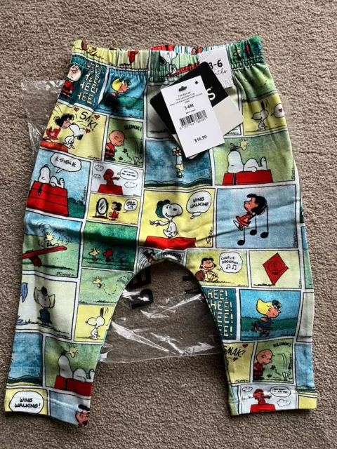 Cotton On Kids Peanuts Snoopy Baby Pants Size 3-6 Months NEW