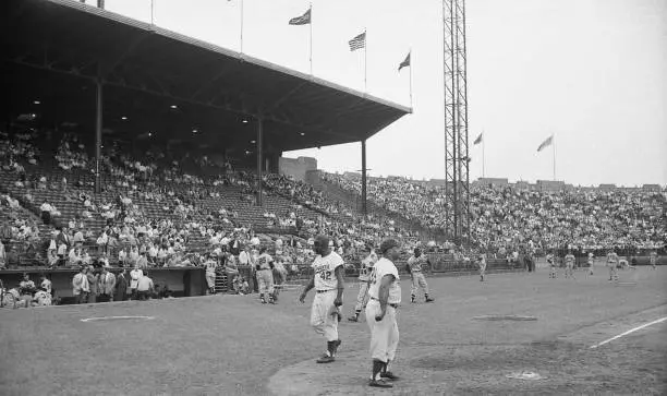 Brooklyn Dodgers Jackie Robinson vs Milwaukee Braves at Roosevelt - Old Photo