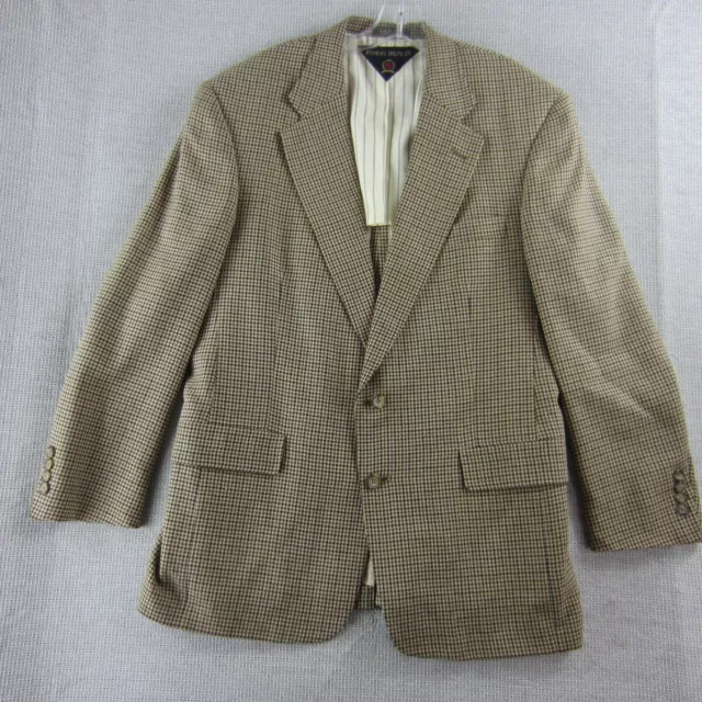 Tommy Hilfiger Blazer Mens 40R Tan Houndstooth Suit Jacket Sports Coat Business