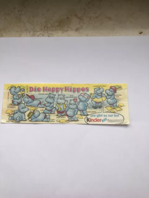 ü ei Beipackzettel Happy Hippos1988 100%Original