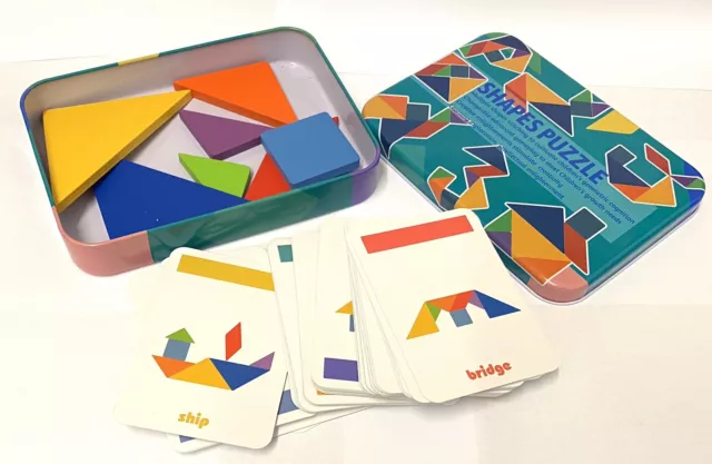 7pcs Kids Pattern Blocks Set Wooden Puzzle Tangram Geometric Shape Montessori UK