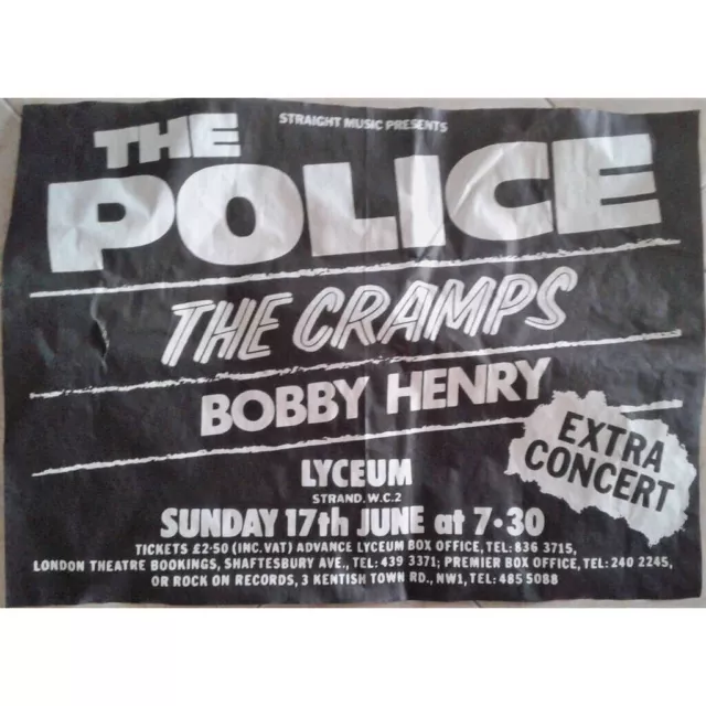 POLICE / THE CRAMPS Lyceum London 17.06.79 UK original promo Concert PUNK POSTER POLICE / THE CRAMPS Lyceum London 17.06.79 UK original promo Concert PUNK POSTER