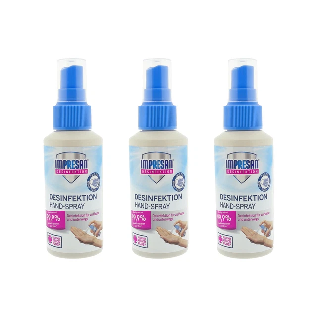 3er Pack Impresan Hände Desinfektionsspray 100ml Antibakteriell Virenschutz