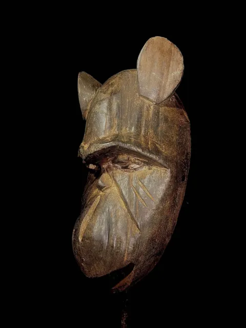 African masks antiques tribal Face vintage carved wood Hanging guro masks -4574