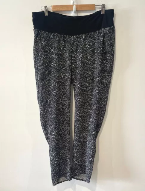 H&M Mama Pants Womens Size 14 Black White Maternity PullOn Elastic Waist Stretch