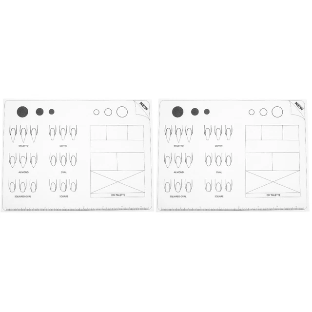 Juego de 2 alfombras de acrílico para arte en uñas almohadilla de práctica para colorear escamas de aplicación