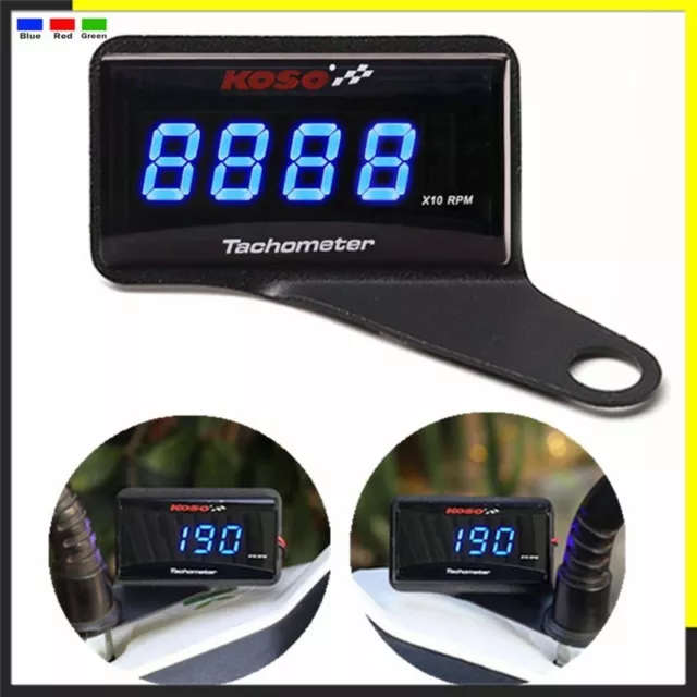 Digital Motorcycle Mini RPM Meter Square LCD Display Engine Tach Hour Tachometer