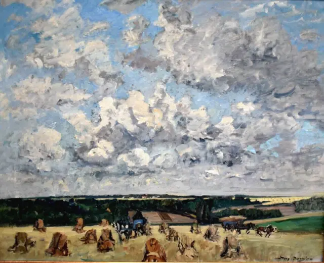 Tableau huile paysage animé impressionniste signé Antony DAMIEN (1858-1943)