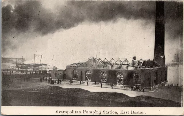 East Boston MA~Smoke Not From Smokestack, But Chelsea Fire~Pumping Station~1908