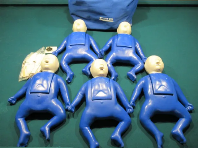 Lot of 5 CPR Prompt Infant Manikin CPR Trainers Nursing EMT Training with Case