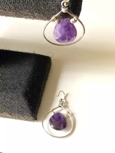 Chan Luu Dangle Drop FACETED Amethyst SEMI PRECIOUS STONES  Earrings/Silver~