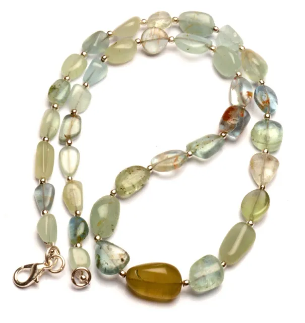 Collier de perles de pépite lisse multi-béryl de pierres précieuses...
