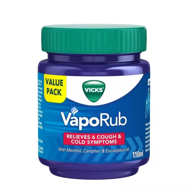 3 X Vicks Vaporub 110ml Alivio de la tos fría, nariz tapada y dolor de...