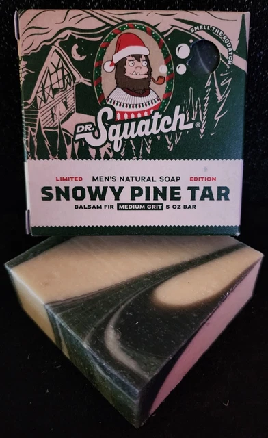 Dr. Squatch Holiday Limited Edition Soap - Snowy Pine Tar Bricc - Christmas Bar