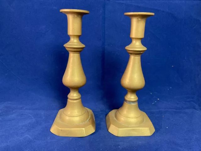 Pair of Antique Solid Brass Candlesticks