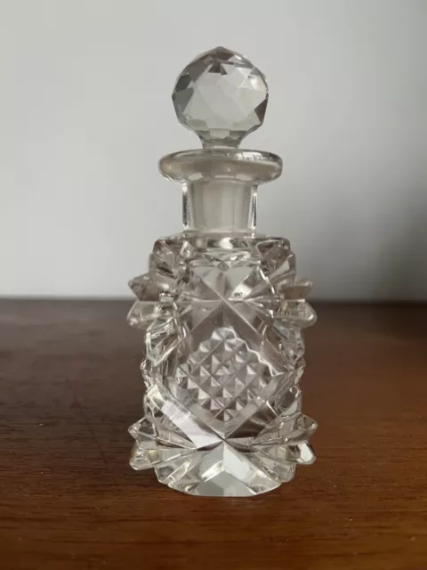 Vintage Crystal Cut glass Clear Scent-Perfume Bottle With Stopper decor prop B