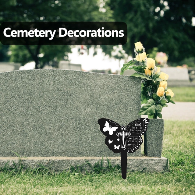 Decorazioni cimitero giardino farfalla metallo nero targhe commemorative pennarelli tomba