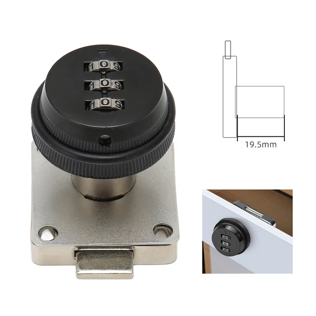 (Black)Security Combination Cam Lock Rust Prevention Zinc Alloy Wide