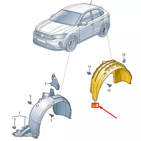 VW TAIGO CS rivestimento arco posteriore destro 2G7810972 NUOVO ORIGINALE