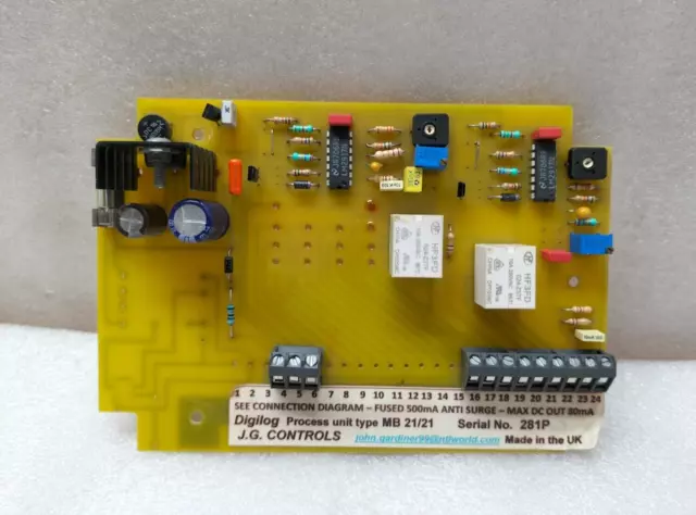 J.g. Controls Digilog Process Unit Type Mb 21/21 Pro Pcb A-Ab 2