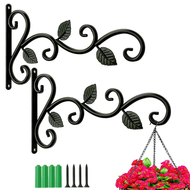 Kingbuy Wrought Iron Plant Hanger Wall Bracket Rustic Hook for Hanging Flower...