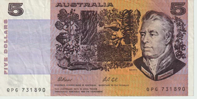 1991 Australia $5 Dollars - Fraser /Cole Last Prefix QPG - R213L - Fine # 26430