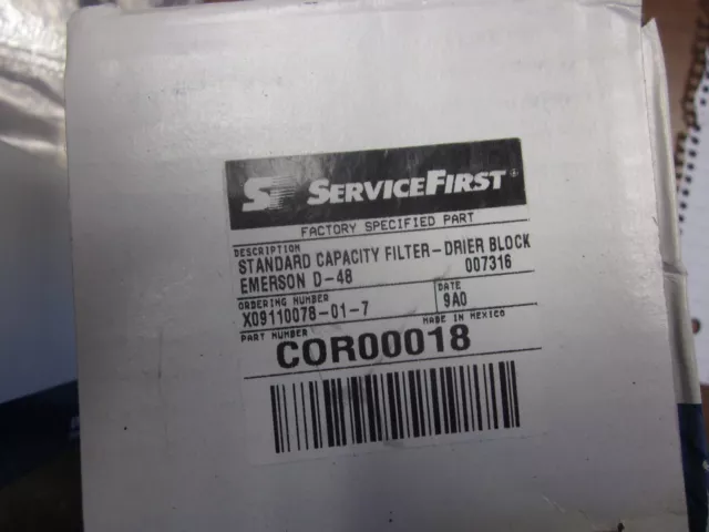 Emerson / ServiceFirst High Capacity Filter - Drier Block Part # COR00018 (NEW)