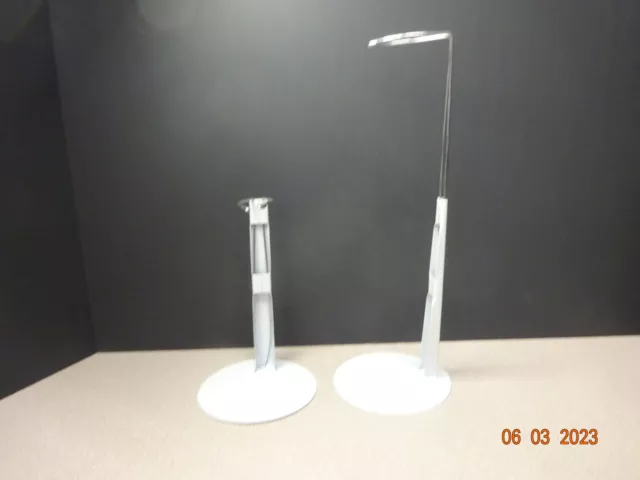 Lot of 2, Doll Stand Metal Adjustable 7" - 12'' High; approx. 4 1/2" wide