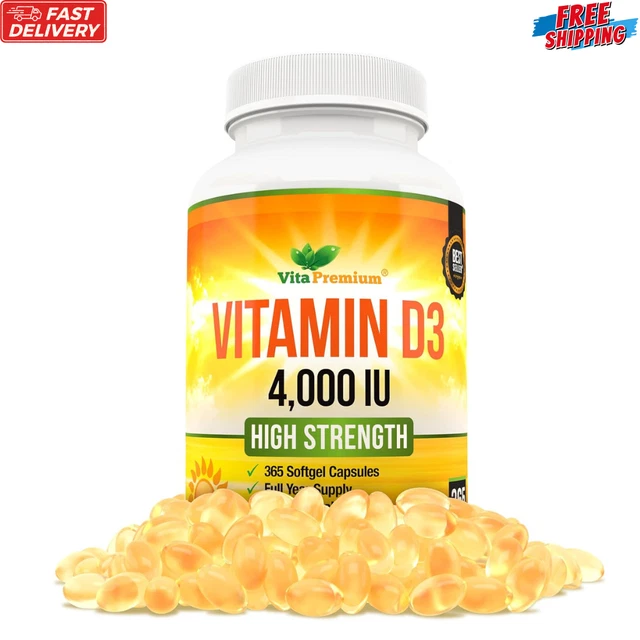 VITAMIN D 4,000 IU, Maximum Strength Vitamin D3 Supplement, 365 Easy to