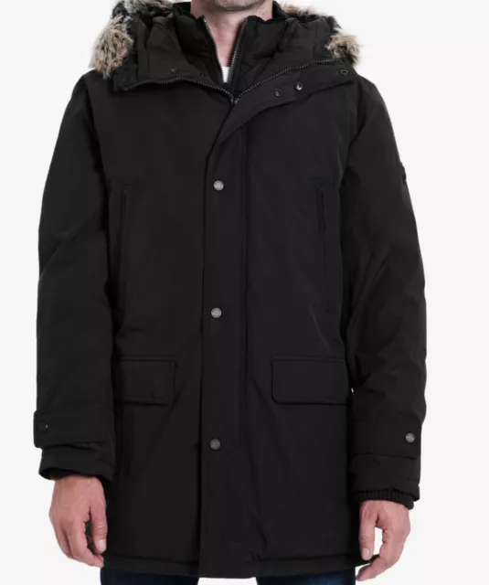 $375 Michael Kors Men's Black Hooded Down Parka Bib Snorkel Coat Jacket Size M