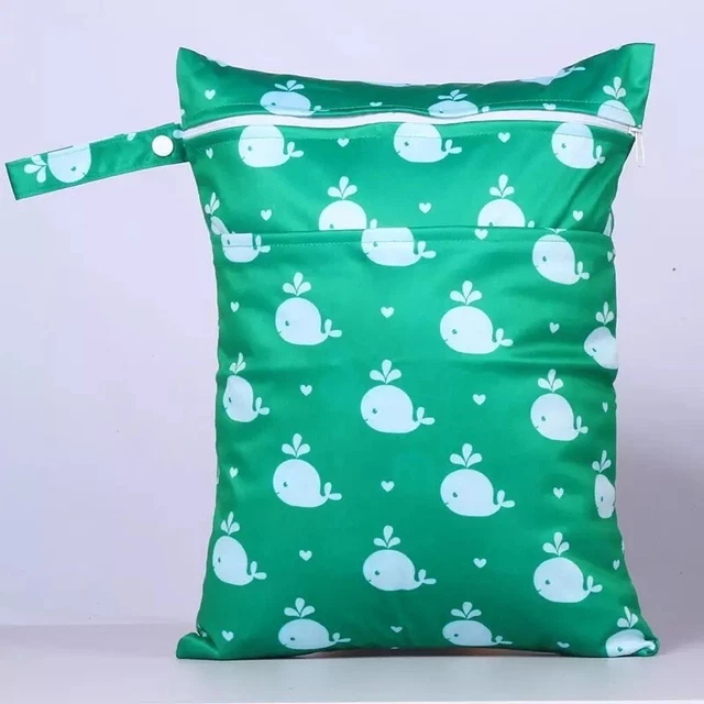 Reusable cloth nappy diaper wet swimmer double zipper bag 2