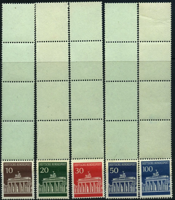 Bund Brandenburger Tor kpl. Satz Rollenende 1+4 türkis,  MiNr 506-510