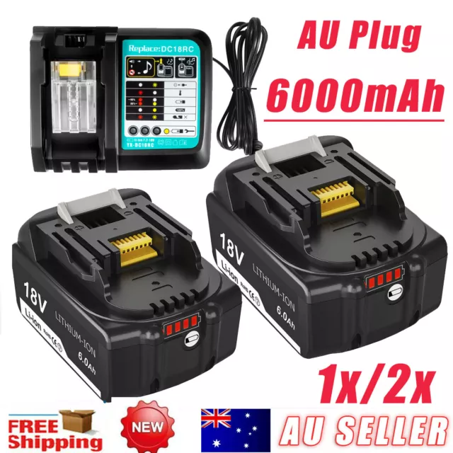 18V 6.0AH LXT Battery or Charger For Makita BL1830 BL1840 BL1850 Cordless Tools