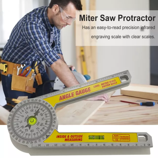 360° Miter Saw Protractor Angle Finder Level Meter Goniometer for Angle Cut Tool