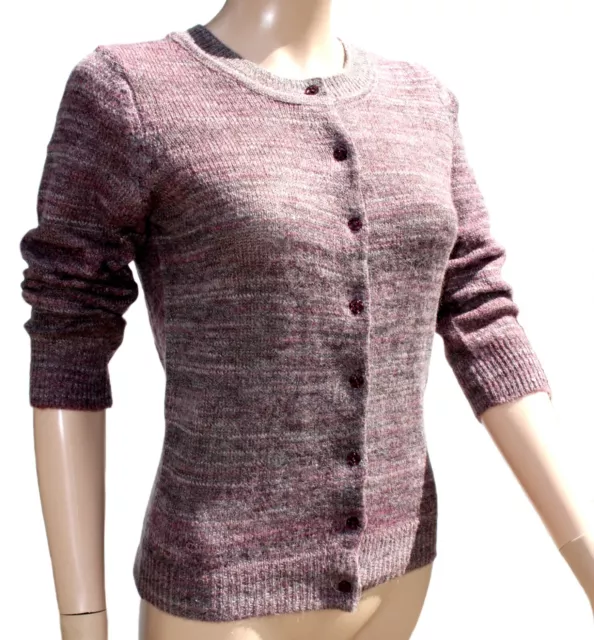 Kersh Damen 3/4-Ärmel CARDIGAN Rundhals Alpaka Wollmischung BUNT ROSA