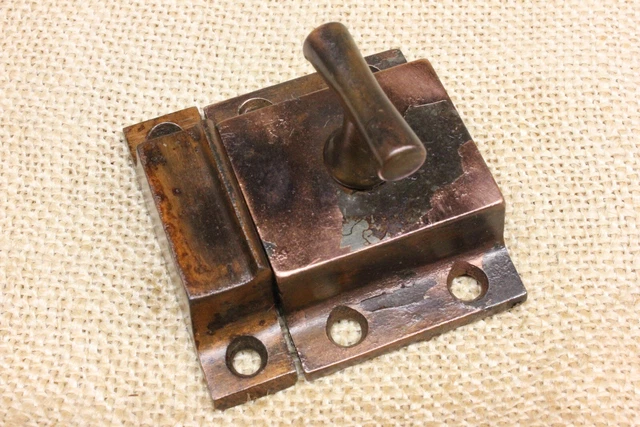 Old Cabinet Cupboard Latch Catch Vintage Smooth T Knob Peeling Copper Cast Iron
