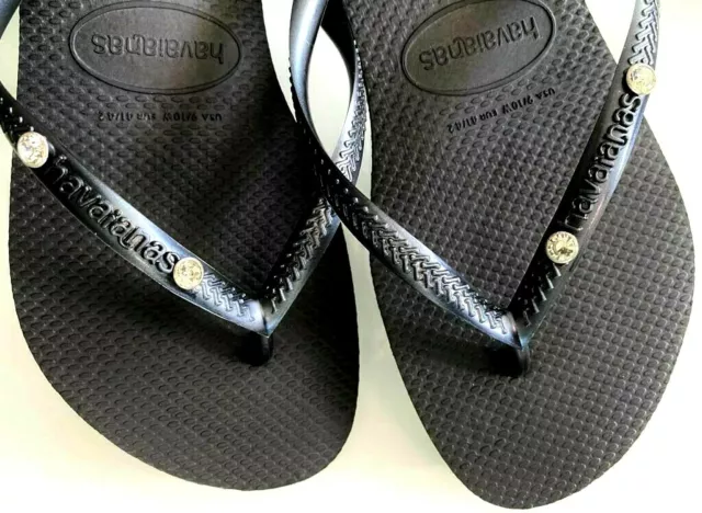 Original HAVAIANAS Flip Flops Women Slim with Crystal and Personalized Charm