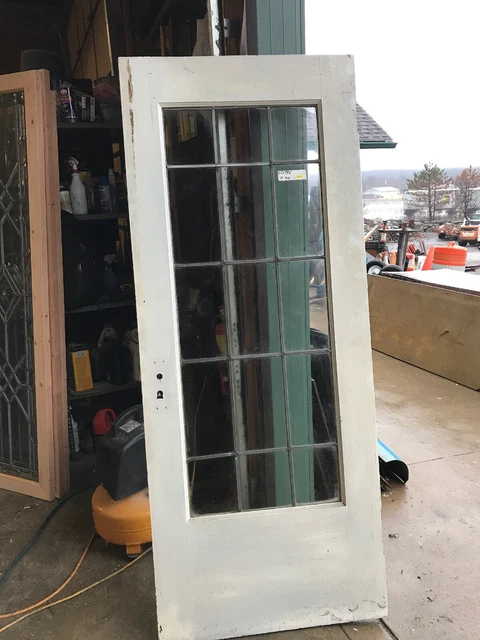An 510 Antique Leaded Glass Patio Door 32 X 78.5 x 1.75