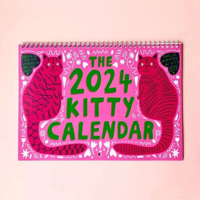 2024 KITTY CALENDAR Wall Calendar,Cat Funny Calendar ,2024 Monthly Wall