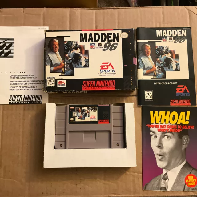 Madden 96 Football NFL Box Super Nintendo SNES Game (box, manual and cartridge)