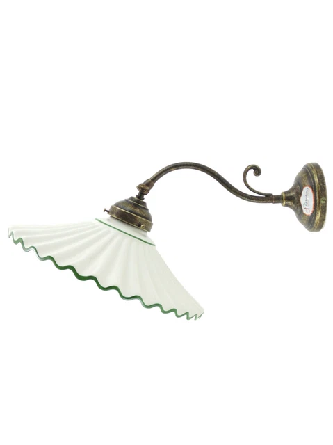 Applique ottone brunito,appliques liberty,lampada da parete piatto ceramica am40