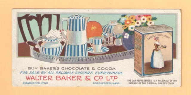 1880S WALTER BAKER { BAKERS CHOCOLATE COCOA } DORCHESTER MA VICTORIAN ...